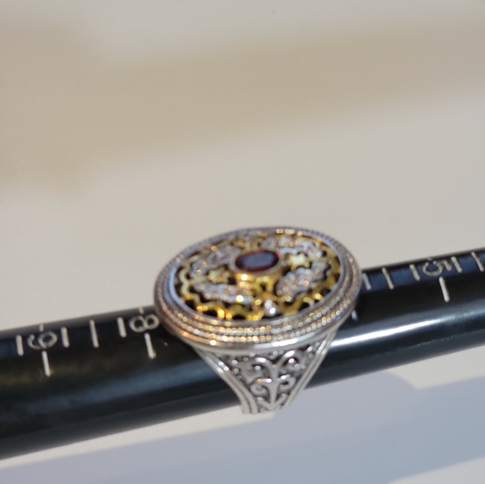 Size 7 Garnet/Topaz Sterling Silver Ring - Picture 6 of 7
